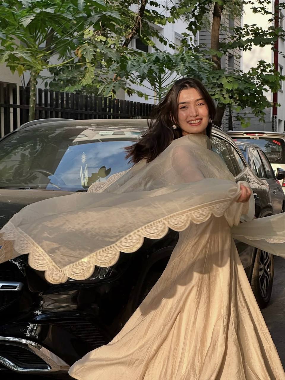 Ethnic Anarkali Gown Set with Dupatta & Churidar