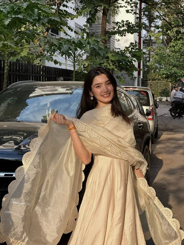 Ethnic Anarkali Gown Set with Dupatta & Churidar