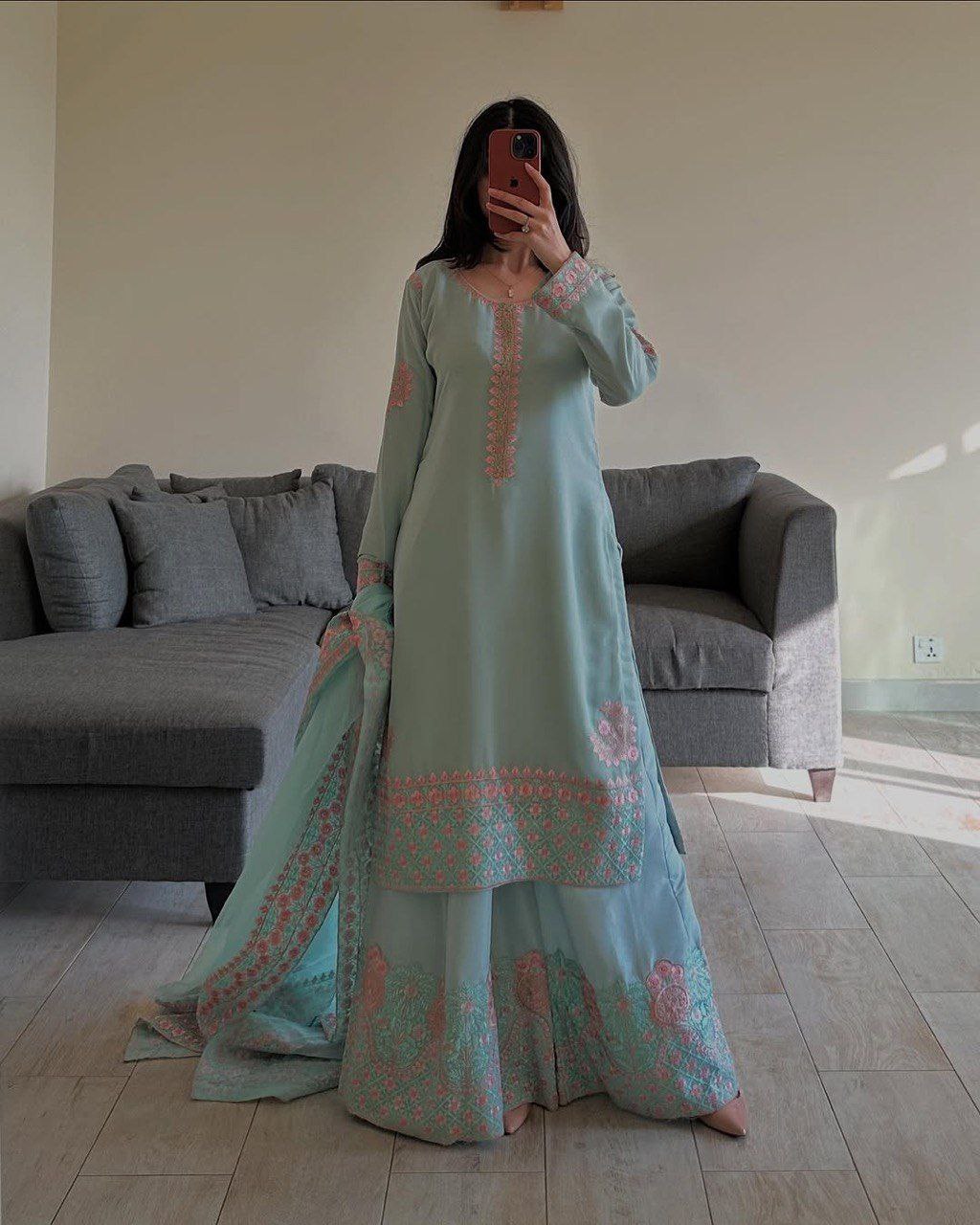 Elegant Embroidered 3-Piece Suit Set