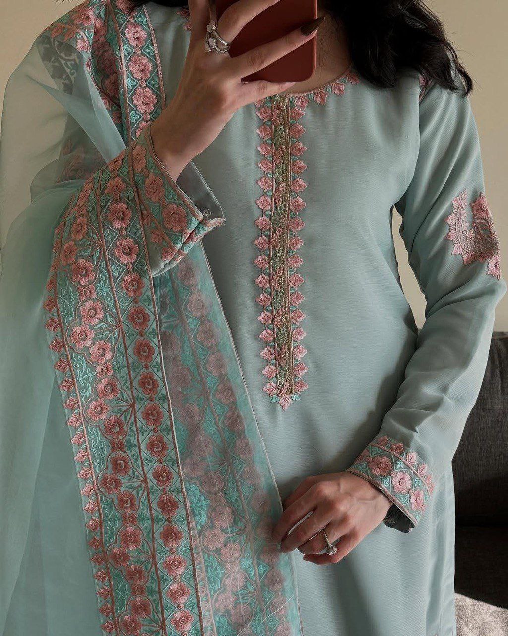 Elegant Embroidered 3-Piece Suit Set