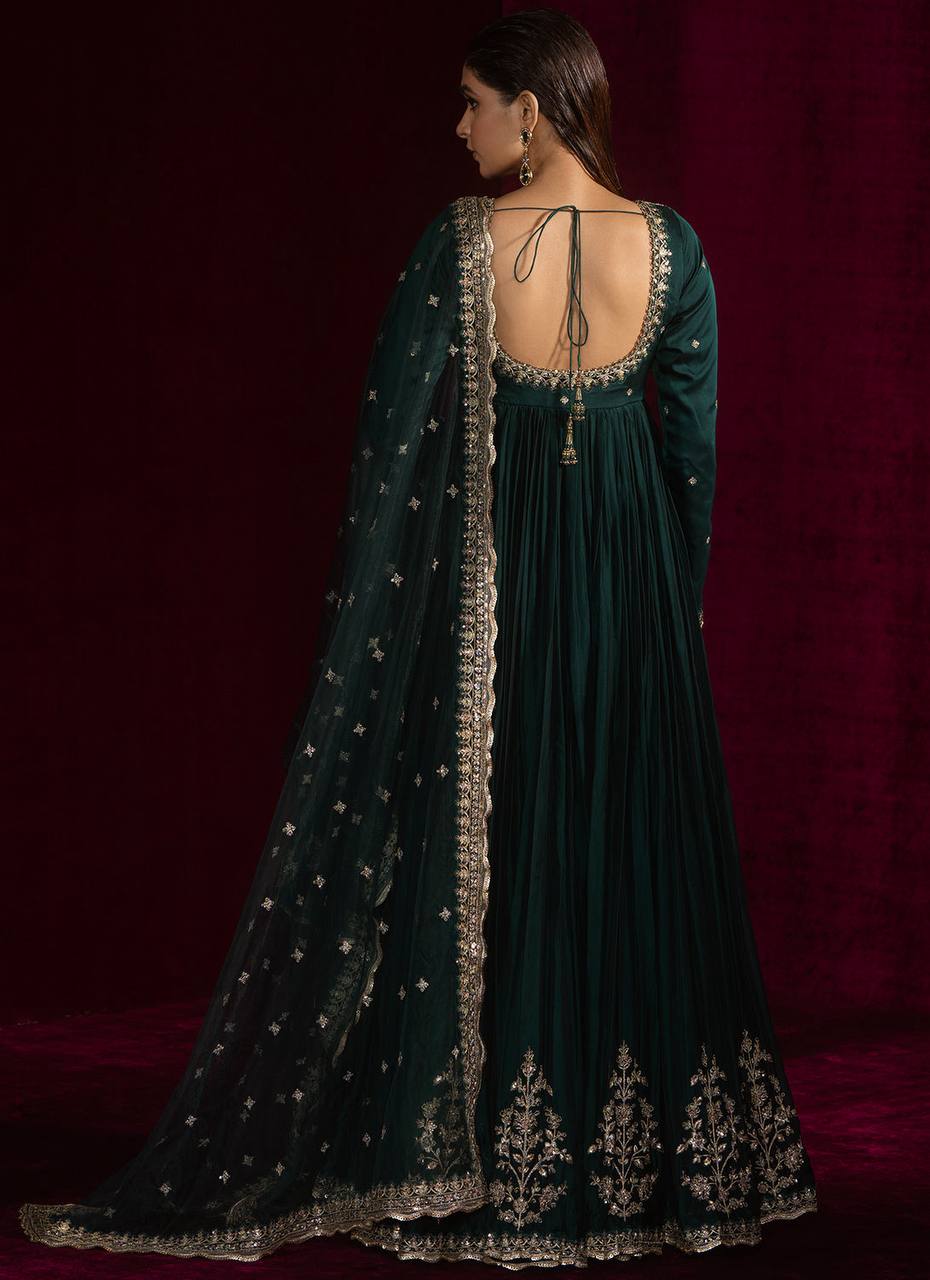 Teal Blue Designer Anarkali Gown set