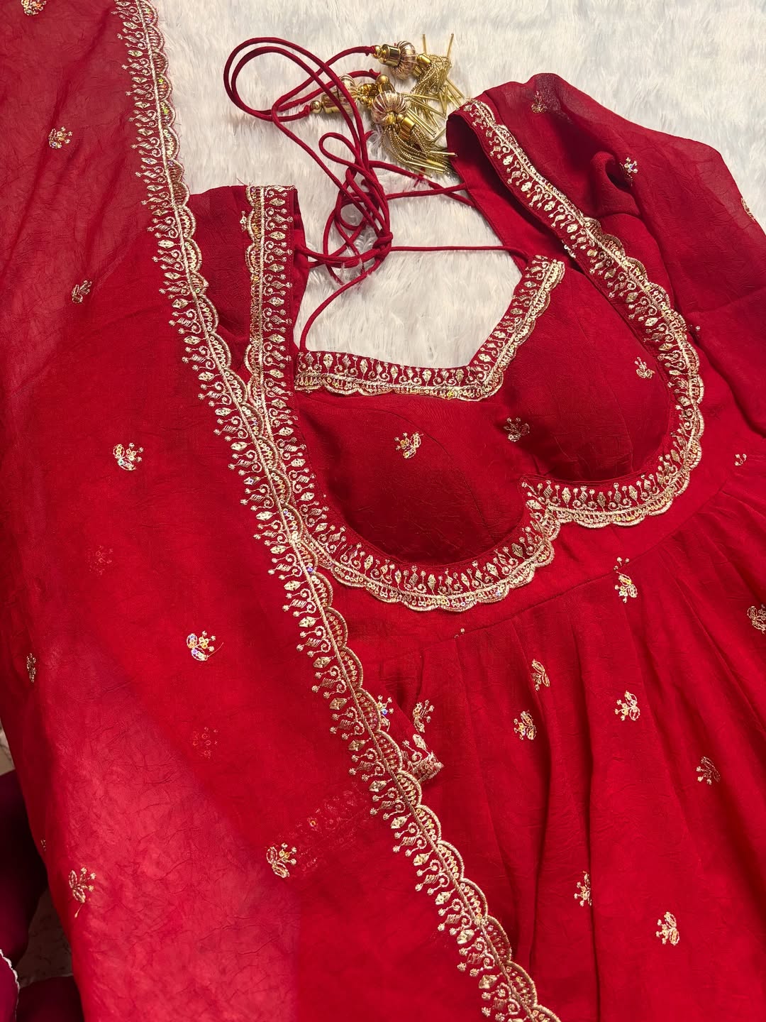 Ruby Radiance Embroidered Suit