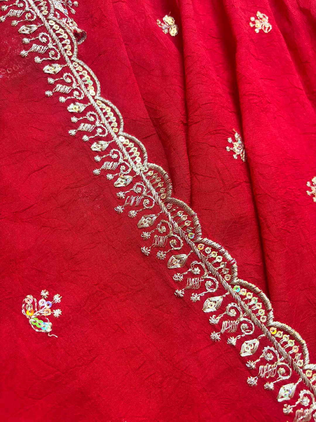 Ruby Radiance Embroidered Suit