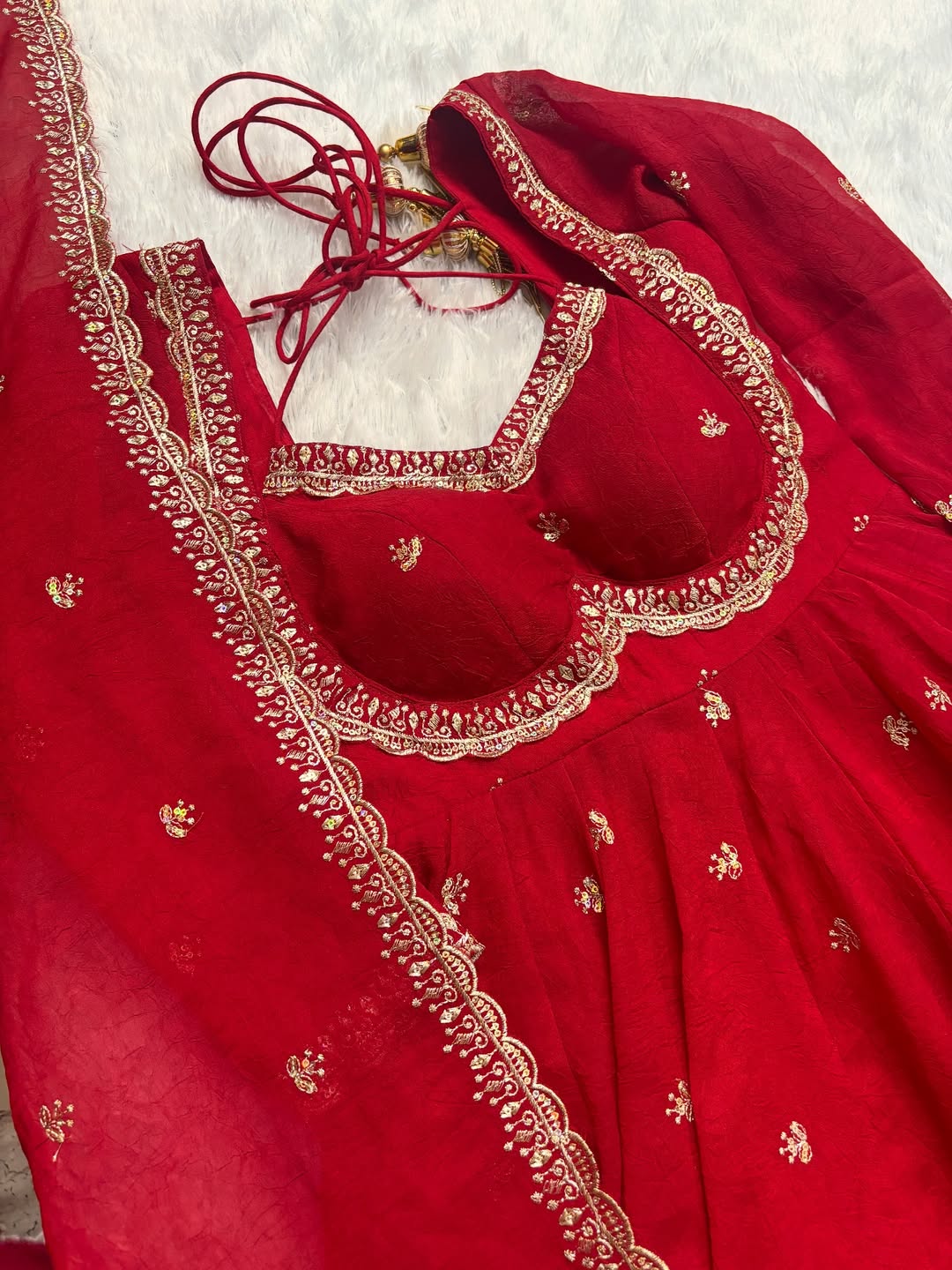 Ruby Radiance Embroidered Suit