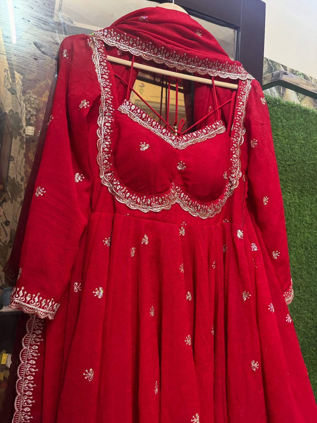 Ruby Radiance Embroidered Suit
