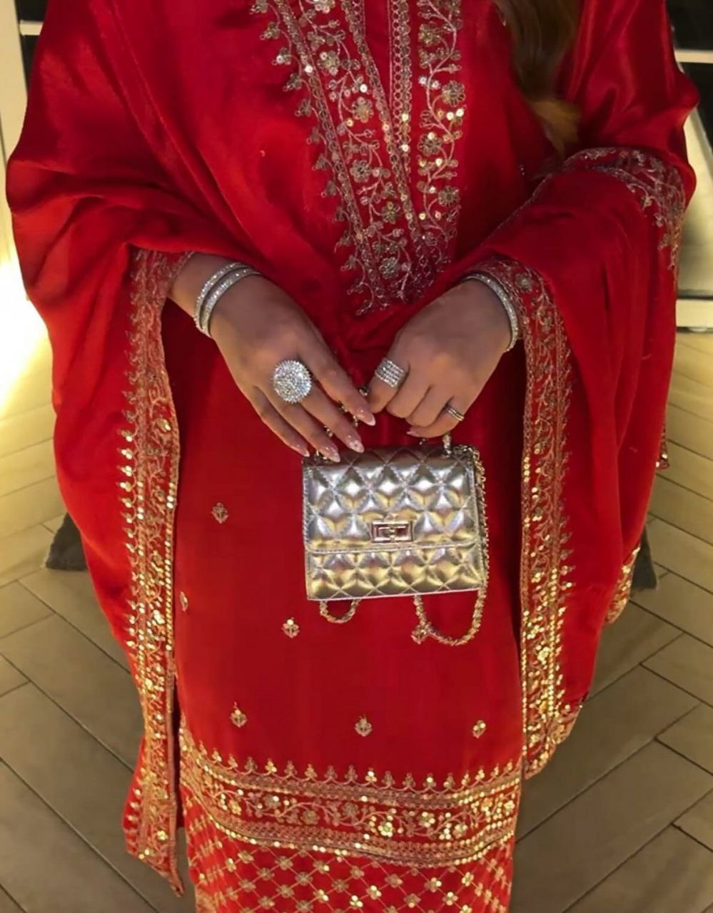 Premium Chinon Silk Sharara Set – Embroidered Elegance