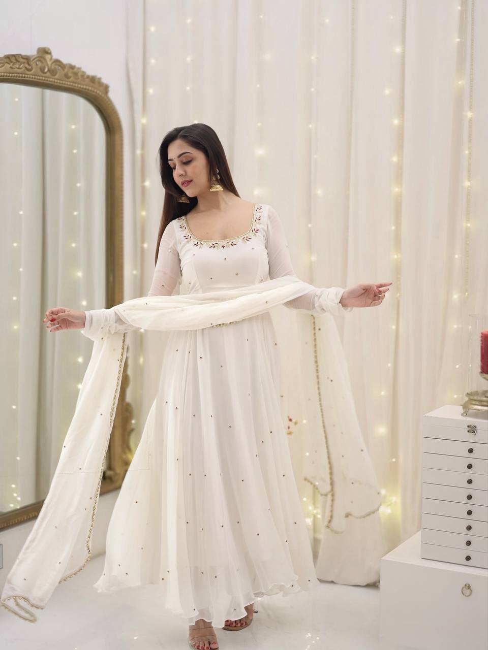 The Enchantment of a White Anarkali Dress