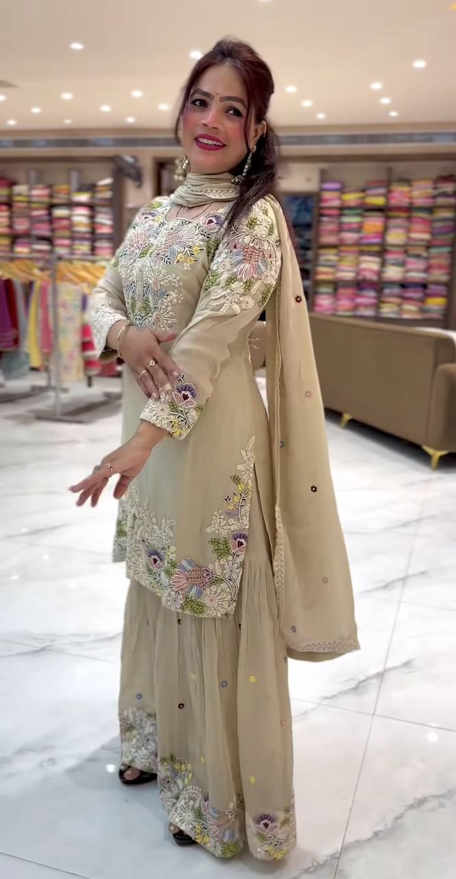 ffortless Grace: Woman Exuding Confidence in Beige Tailoring