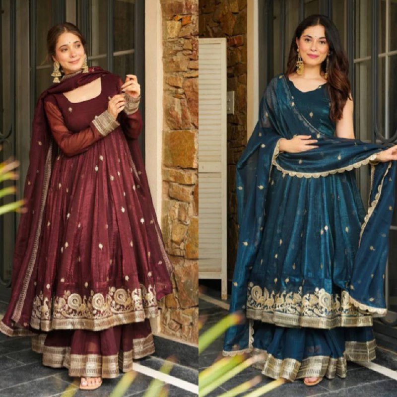 Elegant Harmony: Maroon and Green Anarkali Suits for Women
