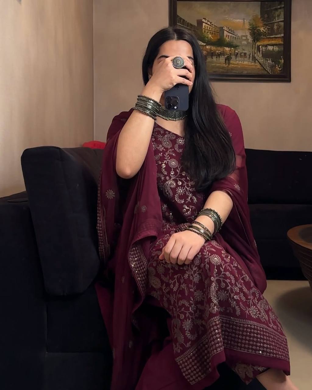 Maroon Elegance: Capturing Moments in Style and Graceful Glamour