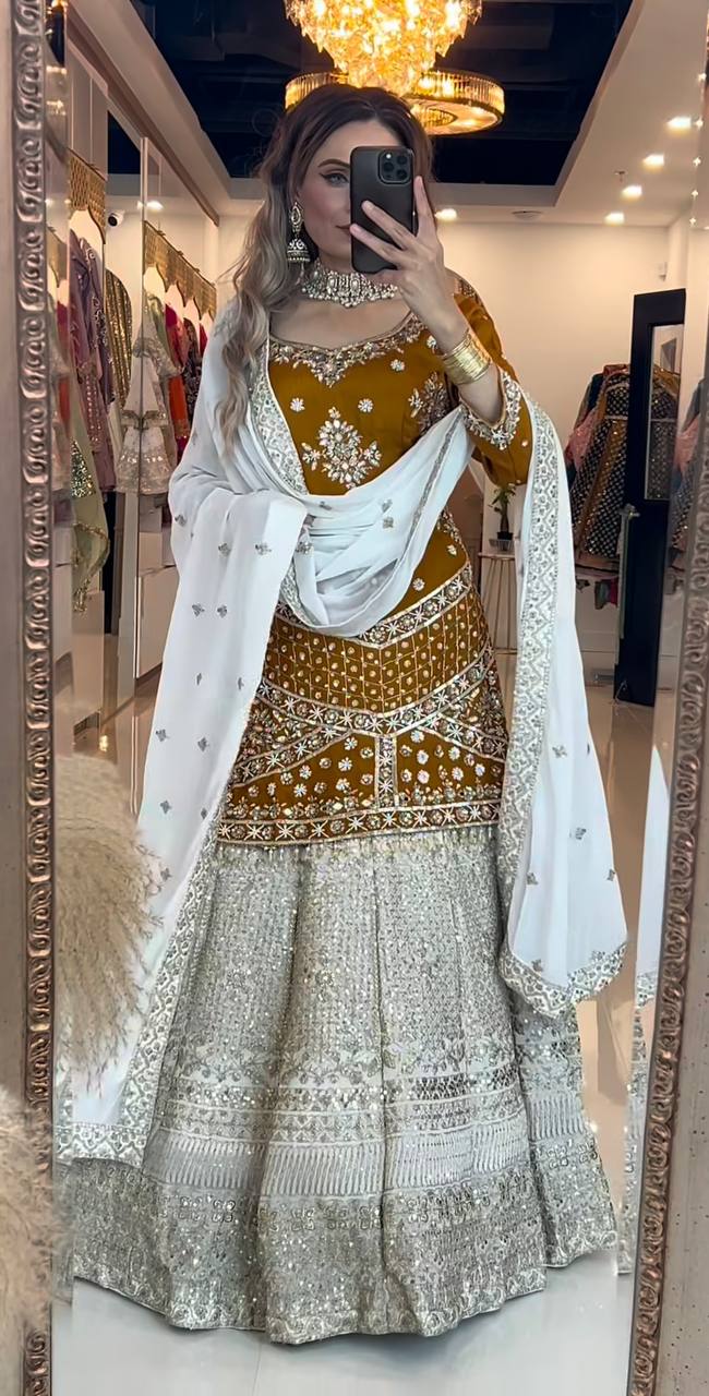 Radiant Selfie Elegance: Capturing Moments in Chic Yellow and White Attire